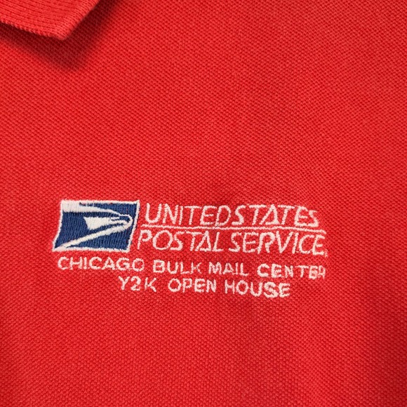 Fruit of the Loom Mens USPS Postal Service Polo Shirt Red Size L Vintage Y2K - Picture 9 of 12
